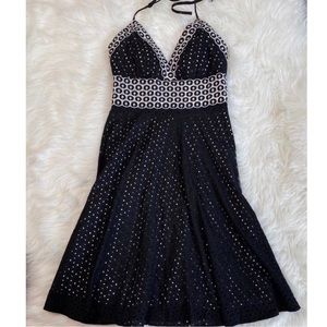Halter Dress Black Cotton Eyelet Phoebe Boutique